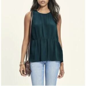 Madewell Pine Forest Green Ruffle  Peplum Dark Teal Tank Top Size XS